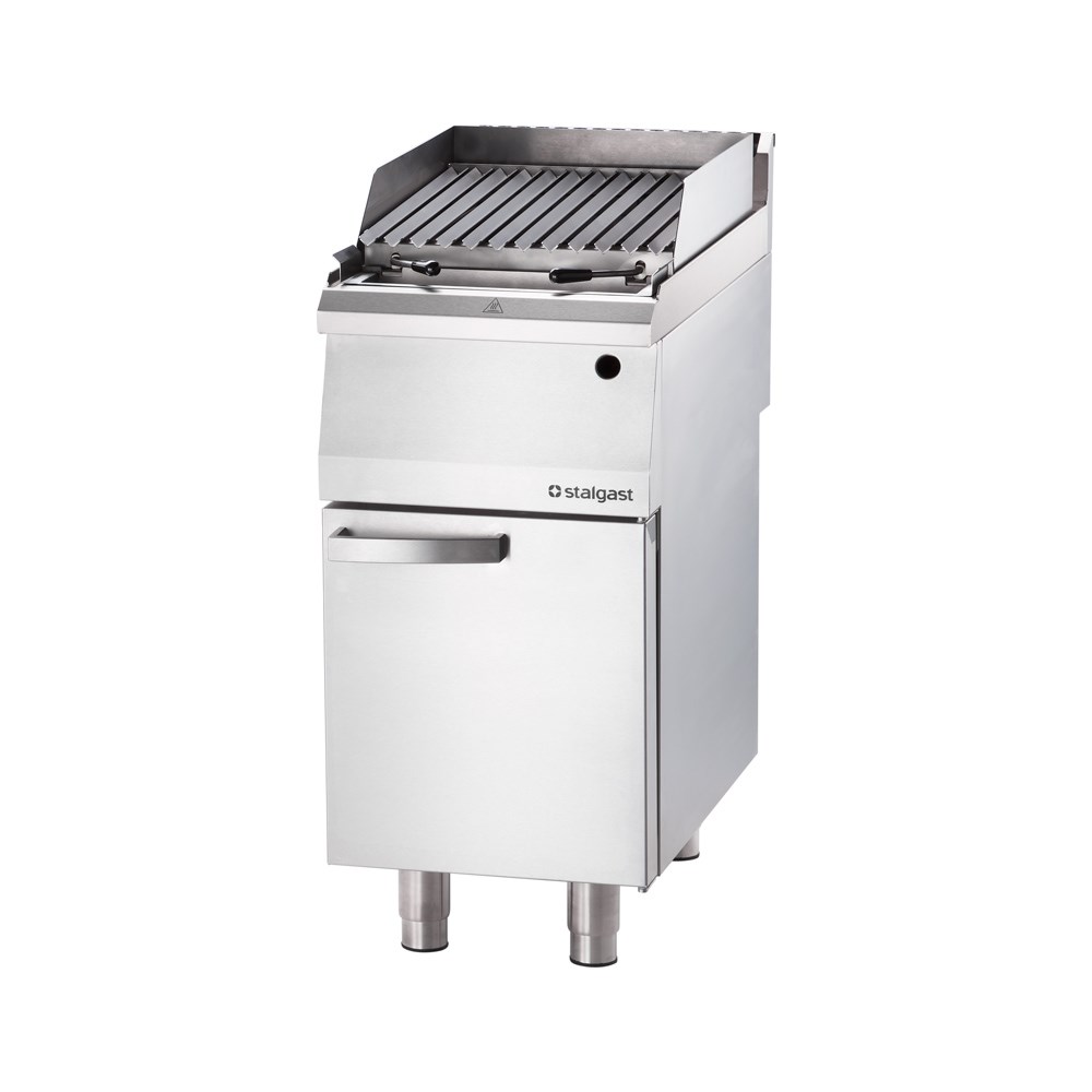 Gas-Lavastein-Grill als Standgerät, Serie 700 ND mit S-Rost, 400x700x850 mm Gas-Lavastein-Grill als Standgerät, Serie 700 ND mit V-Rost, 400x700x850 mm