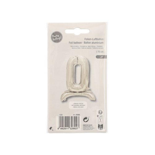 1 Folienluftballon 73 cm silber "0" stehend 3840 Folienluftballon 73 cm silber "0" stehend