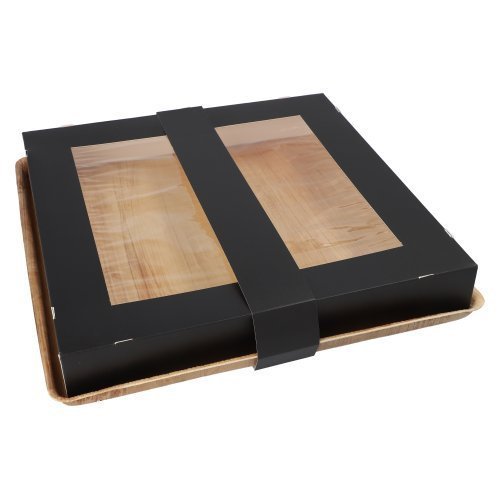 100 Tabletts, Palmblatt eckig 5 cm x 33,5 cm x 33,5 cm mit separatem Deckel und Banderole