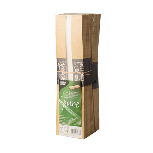 18000 Snacktrays, Pappe "pure" 3 cm x 7,5 cm x 28,5 cm "Good Food"
