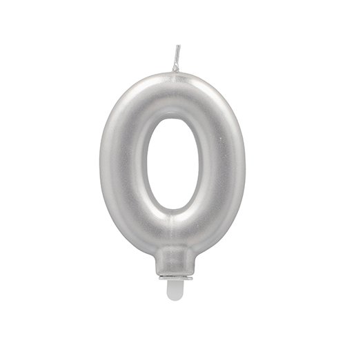 1 Zahlenkerze mit Halter 7 cm silber "0" 4320 Zahlenkerze mit Halter 7 cm silber "0"