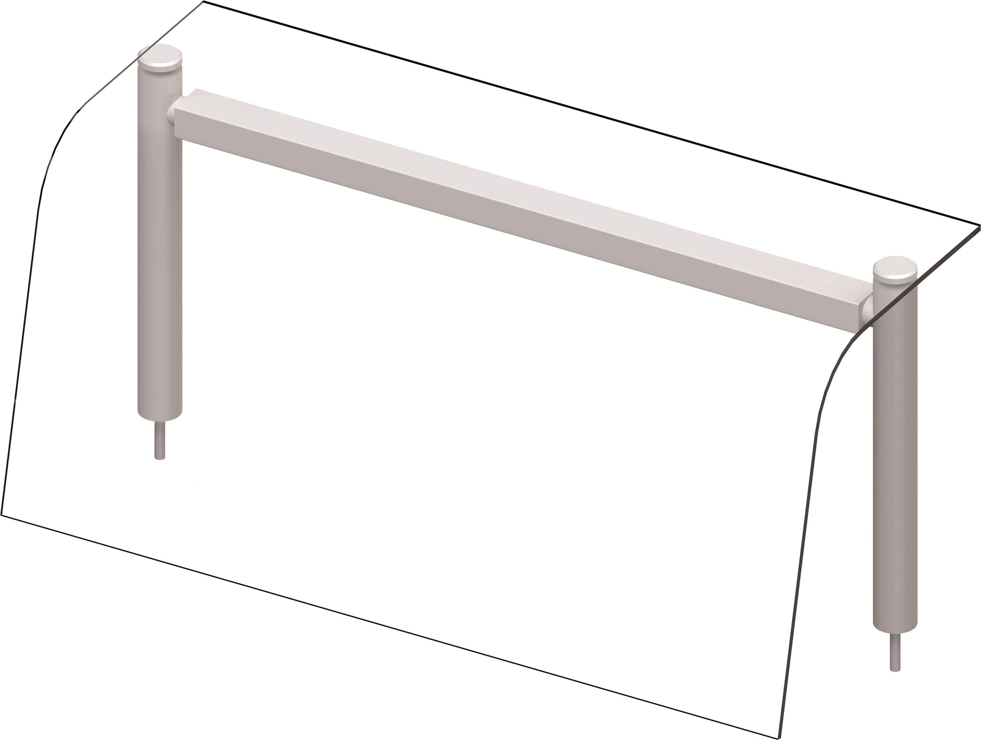 Glas-Aufsatzbord mit Hustenschutz und Beleuchtung 990x455x450 mm für Speisenausgabesysteme