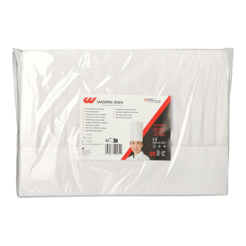 WORK-INN/-PS Kochmützen, Papier 23 cm x 32,5 cm weiss "Burgund" größenverstellbar WORK-INN/-PS Kochmützen, Papier 23 cm x 32,5 cm weiss "Burgund" größenverstellbar