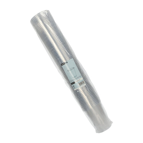 75 Trinkbecher, PS 0,4 l Ø 9,5 cm · 12 cm klar mit Schaumrand 21600 Trinkbecher, PS 0,4 l Ø 9,5 cm · 12 cm klar mit Schaumrand