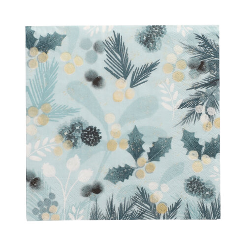 21600 Servietten, 3-lagig 1/4-Falz 33 cm x 33 cm ! "Blue Christmas"
