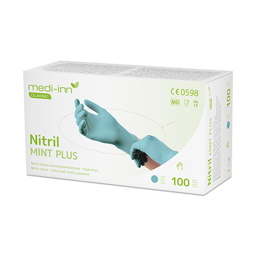 Medi-Inn® Classic Handschuhe, Nitril puderfrei mint "Nitril Mint Plus" Größe XS