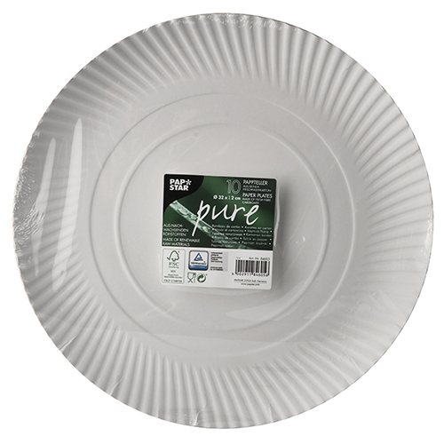 3000 Teller, Pappe "pure" rund Ø 32 cm · 2 cm weiss