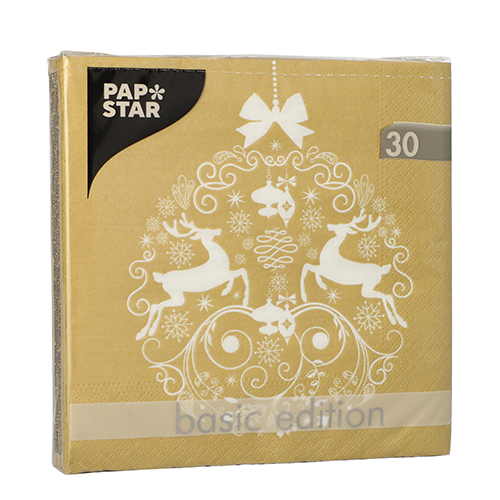 25920 Servietten, 3-lagig 1/4-Falz 33 cm x 33 cm gold "Deers Couple"