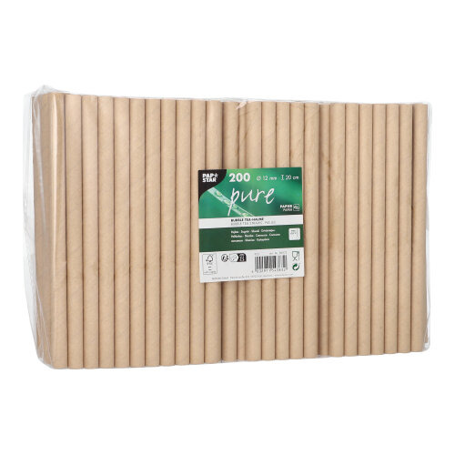 28800 Bubble Tea Halme Papier "pure" Ø 12 mm · 20 cm braun