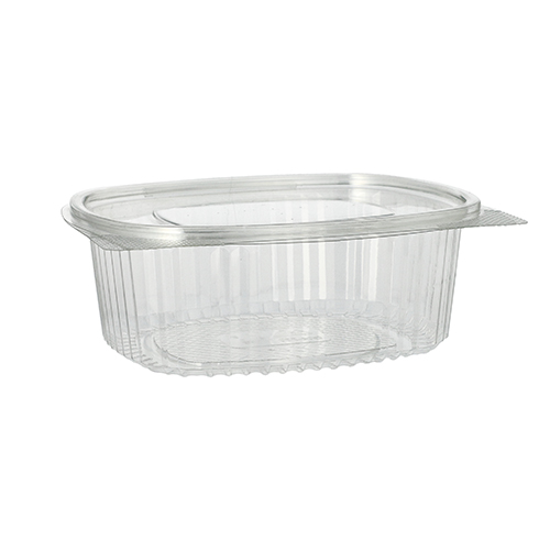 3000 Feinkost- und Salatschalen mit Klappdeckel, R-PET oval 750 ml 6,2 cm x 14,4 cm x 17,5 cm klar