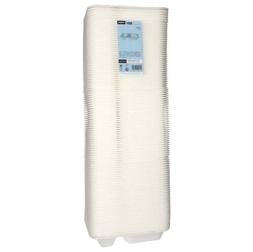 100 Siegelschalen, XPS 2-geteilt 825 ml 4,2 cm x 18,5 cm x 23,5 cm weiss laminiert 2400 Siegelschalen, XPS 2-geteilt 825 ml 4,2 cm x 18,5 cm x 23,5 cm weiss laminiert