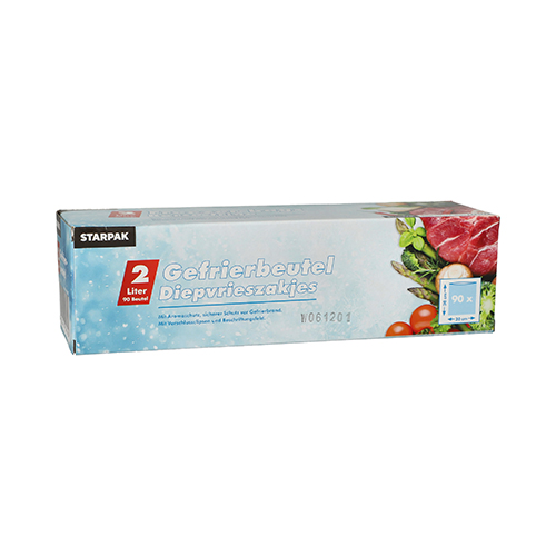 75600 Gefrierbeutel, LLDPE 2 l 30 cm x 20 cm transparent in Faltschachtel