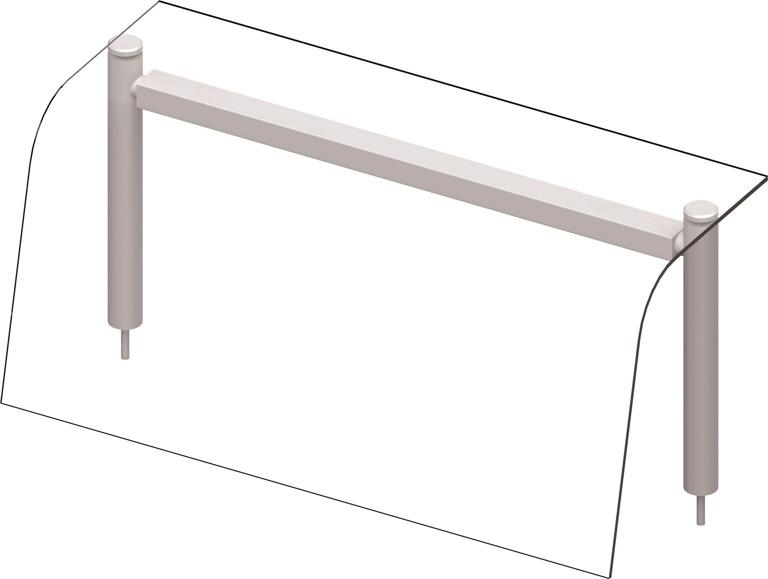 Glas-Aufsatzbord mit Hustenschutz 1122x455x450 mm für Speisenausgabesysteme