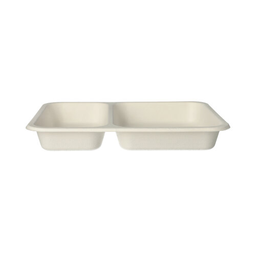 6000 Siegelschalen, Zuckerrohr 2-geteilt 850 ml 3 cm x 17,5 cm x 22,5 cm weiss