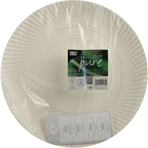 100 Teller, Pappe "pure" rund Ø 29 cm · 2 cm weiss 7200 Teller, Pappe "pure" rund Ø 29 cm · 2 cm weiss