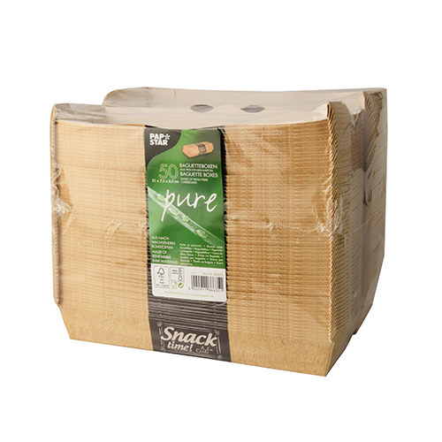 4800 Baguetteboxen, Pappe "pure" 6,5 cm x 7,5 cm x 21 cm "Good Food"