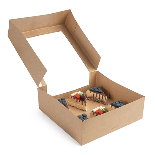 25 Tortenkartons mit Deckel eckig 10 cm x 30 cm x 30 cm mit Sichtfenster aus PLA 1200 Tortenkartons mit Deckel eckig 10 cm x 30 cm x 30 cm mit Sichtfenster aus PLA