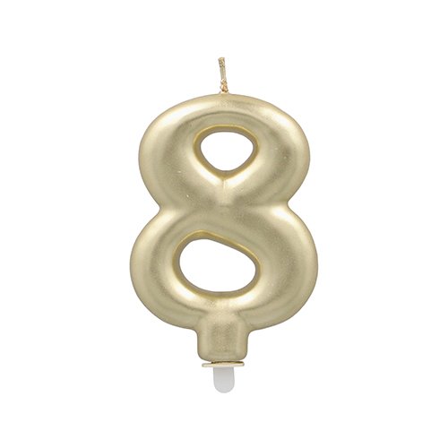 1 Zahlenkerze mit Halter 7 cm gold "8" 4320 Zahlenkerze mit Halter 7 cm gold "8"