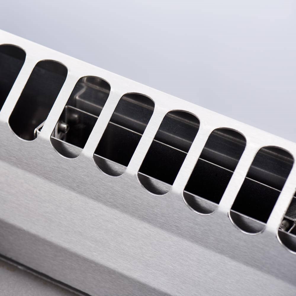 Edelstahl Gasherd mit 6 Brennern (3,5+2x5+2x7+9), Gas-Backofen GN2/1 und Unterschrank, Serie 700 ND