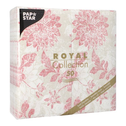 50 Servietten "ROYAL Collection" 1/8-Falz 40 cm x 40 cm bordeaux "Flowers" 12500 Servietten "ROYAL Collection" 1/8-Falz 40 cm x 40 cm bordeaux "Flowers"