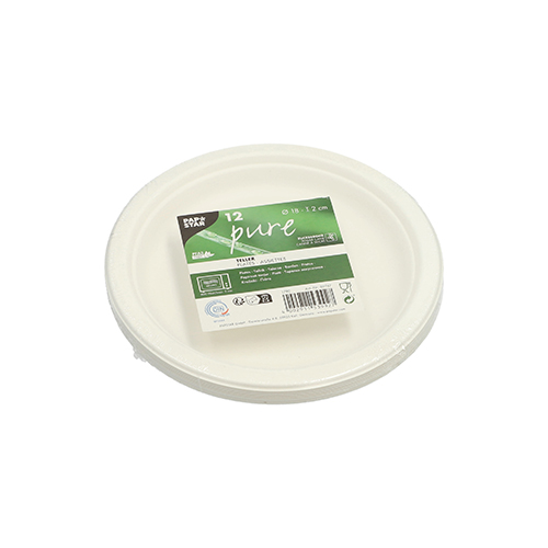 8640 Teller, Zuckerrohr "pure" ungeteilt Ø 18 cm · 2 cm weiss