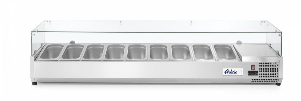 Aufsatz-Kühlvitrine Gastronorm 1/3, Arktic, 4x GN 1/3, 230V/180W, 1208x400x(H)456mm Aufsatz-Kühlvitrine Gastronorm 1/3, Arktic, 9x GN 1/3, 230V/180W, 2005x420x(H)456mm