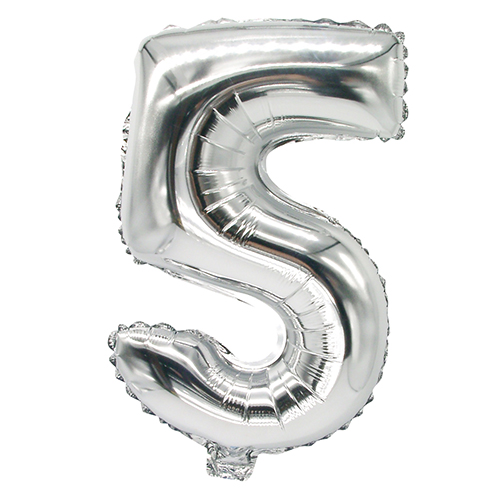 10368 Folienluftballon 35 cm x 20 cm silber "5"