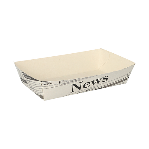 50 Pommes-Frites-Trays 3,8 cm x 8,5 cm x 15,5 cm weiss "Newsprint" 10000 Pommes-Frites-Trays 3,8 cm x 8,5 cm x 15,5 cm weiss "Newsprint"