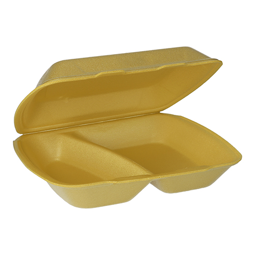 1600 Menüboxen mit Klappdeckel, XPS 2-geteilt 7,5 cm x 24,3 cm x 20,8 cm gold