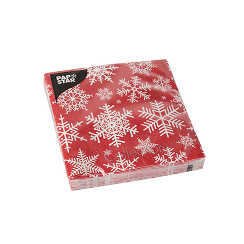 41160 Servietten, 3-lagig 1/4-Falz 25 cm x 25 cm "Snöstjärnor"