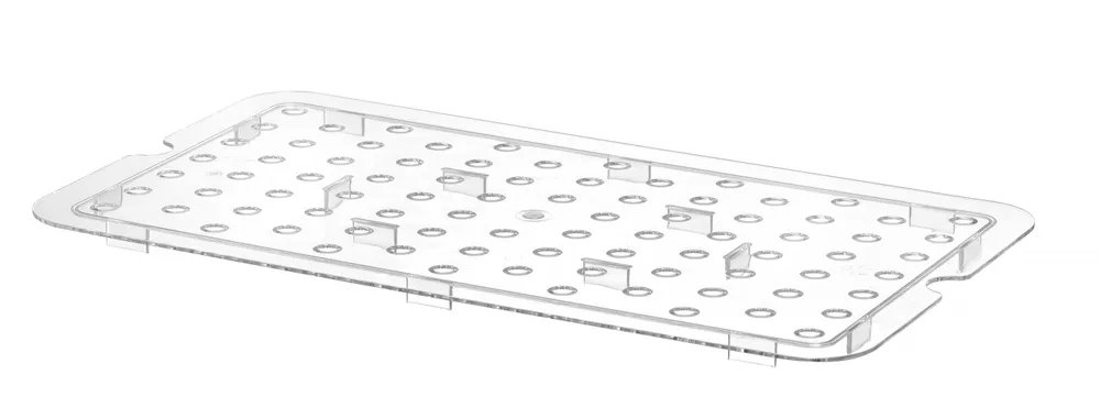Perforiertes Abtropfgitter für Gastronorm-Behälter aus Polycarbonat, Profi Line, GN 1/1, Transparent, 467x263mm