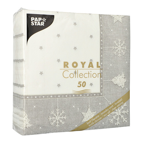 12500 Servietten "ROYAL Collection" 1/4-Falz 40 cm x 40 cm silber "X-Mas"