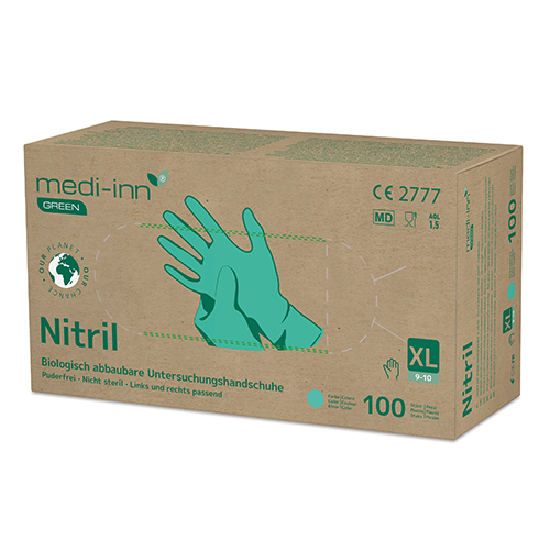 50000 "Medi-Inn® GREEN" Handschuhe, Nitril puderfrei grün Größe XL, biologisch abbaubar