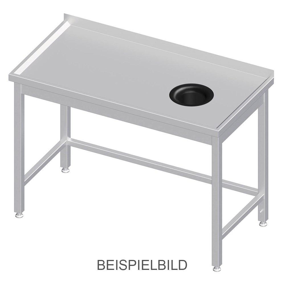 Arbeitstisch ohne Grundboden, 1700x700x850 mm, mit Abfallloch rechts, ohne Aufkantung, verschweißt Arbeitstisch ohne Grundboden, 1900x700x850 mm, mit Abfallloch rechts, ohne Aufkantung, verschweißt