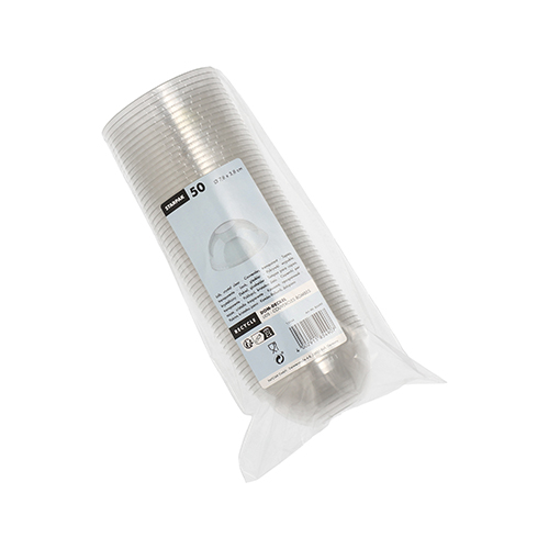 50 Dom-Deckel "Hurricane", PET rund Ø 7,8 cm · 3,8 cm glasklar ohne Lochung 17500 Dom-Deckel "Hurricane", PET rund Ø 7,8 cm · 3,8 cm glasklar ohne Lochung