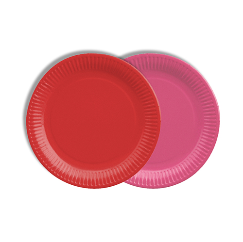 24000 Teller, Pappe rund Ø 18 cm farbig sortiert - rot/fuchsia