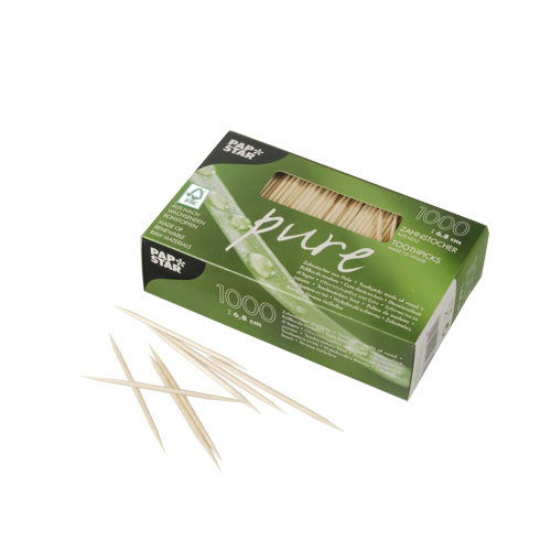 1536000 Zahnstocher, Holz "pure" rund 6,8 cm