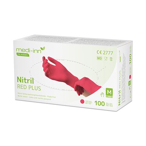 Medi-Inn® Classic Handschuhe, Nitril puderfrei rot "Nitril Red Plus" Größe L
