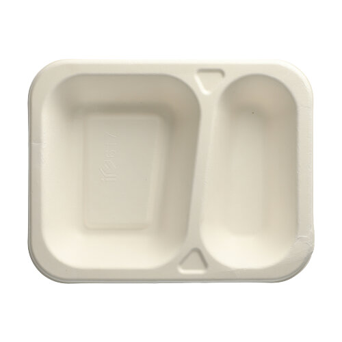 9600 Siegelschalen, Zuckerrohr 2-geteilt 725 ml 4,2 cm x 18,5 cm x 23,5 cm weiss
