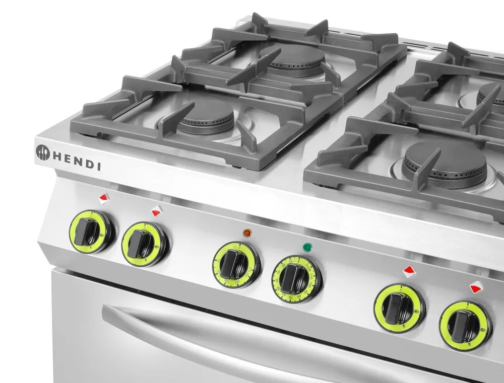 Gasherd 4-flammig mit Ofen GN 1/1, Kitchen Line, 230V/3000W, 19kW, 800x722x(H)900mm