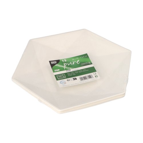 5184 Teller Zuckerrohr "pure" 6-eckig 2,5 cm x 26 cm x 23 cm weiss "Diamond"