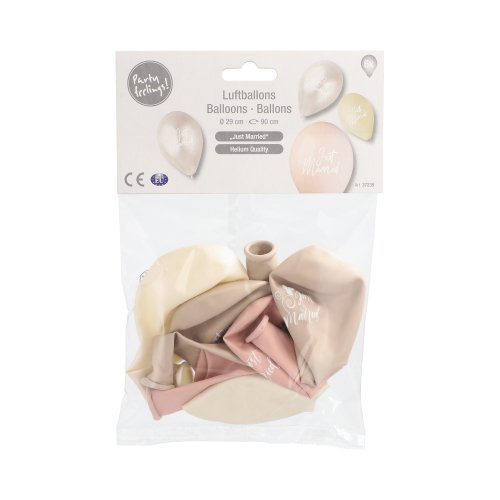 6 Luftballons Ø 29 cm farbig sortiert "Just Married" 20160 Luftballons Ø 29 cm farbig sortiert "Just Married"