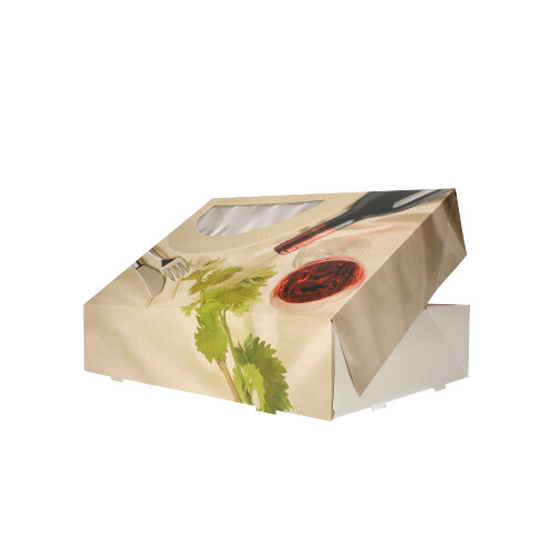 1320 Transport- und Catering-Kartons 8 cm x 24,5 cm x 35,5 cm "Burgund" mit Sichtfenster, einteilig