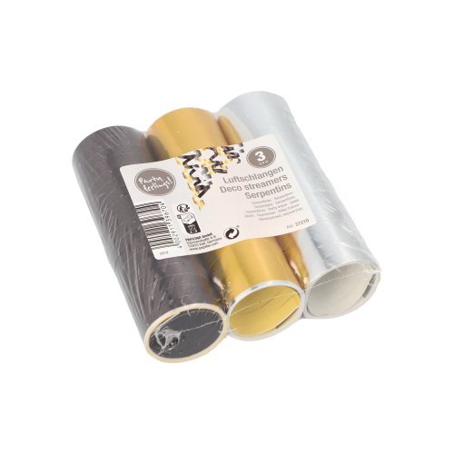 3024 Luftschlangen 4 m schwarz/gold/silber "Metallic"