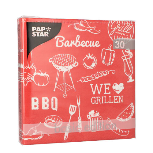 25920 Servietten, 3-lagig 1/4-Falz 33 cm x 33 cm "BBQ Love"