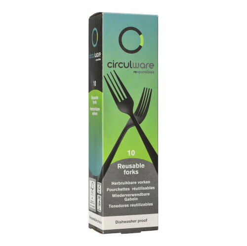 Circulware by Haval Mehrweg-Gabeln PP-MF 19 cm schwarz "Gaia" extra stabil