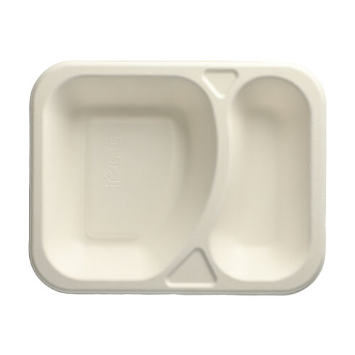 9600 Siegelschalen, Zuckerrohr 2-geteilt 825 ml 4,2 cm x 18,5 cm x 23,5 cm weiss