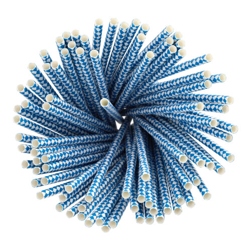 88000 Trinkhalme, Papier Ø 6 mm · 20 cm "Bayrisch Blau"