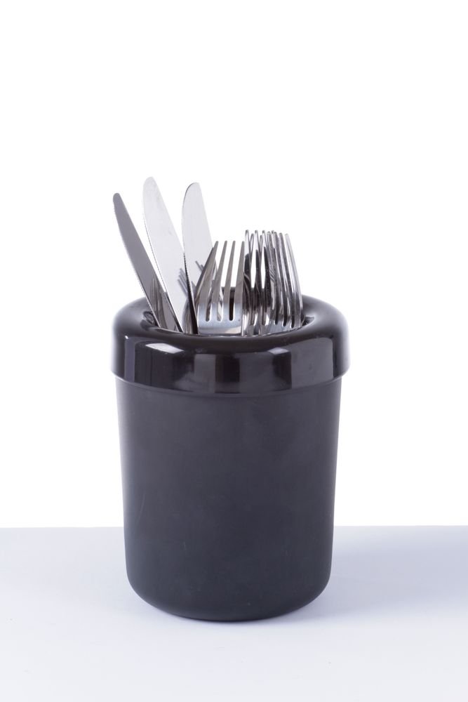 Tischabfalleimer oder Besteckhalter, HENDI, Schwarz, ⌀130x(H)160mm