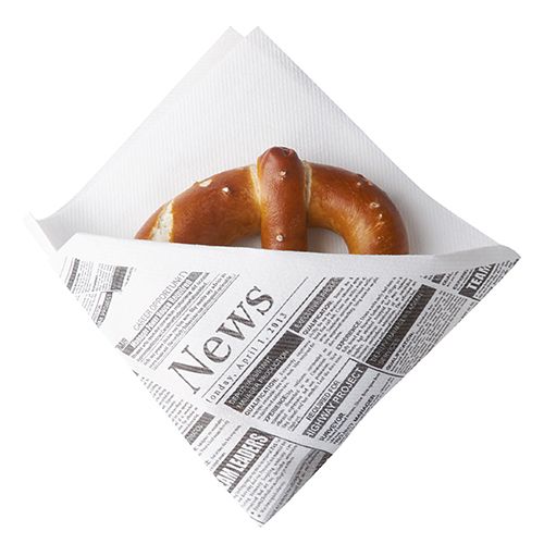 18000 Snackservietten, stoffähnlich, Airlaid 1/4-Falz 32,5 cm x 30,5 cm weiss "Newsprint"
